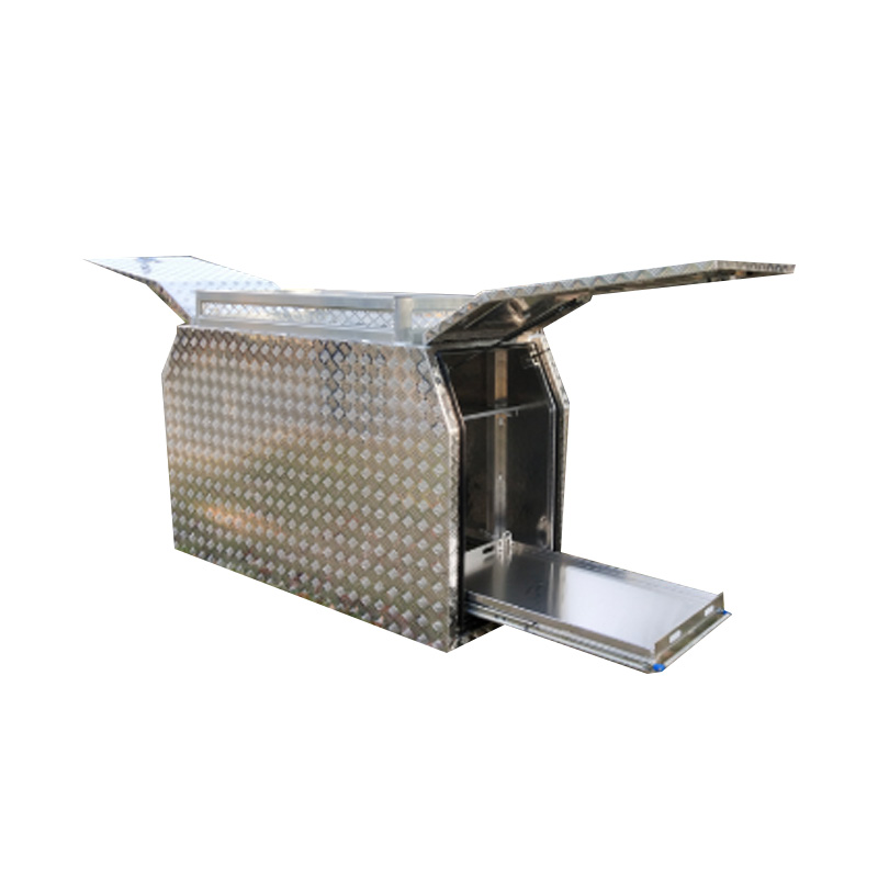 Caja de herramientas de aluminio de barra de trailer de trailer lateral con diapositivas para el refrigerador