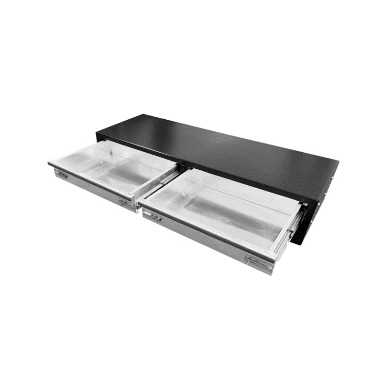 1220 x 440 x 230 mm Unidad de 2 cajones de aluminio negro para la caja de herramientas de canopy de herramientas de camiones Ute
