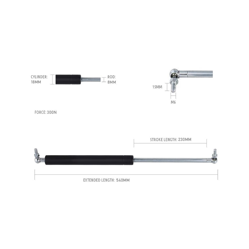 Strut de gas 230-540/300N GS230-540-300N
