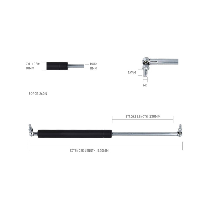 Strut de gas 230-540/260n GS230-540-260N