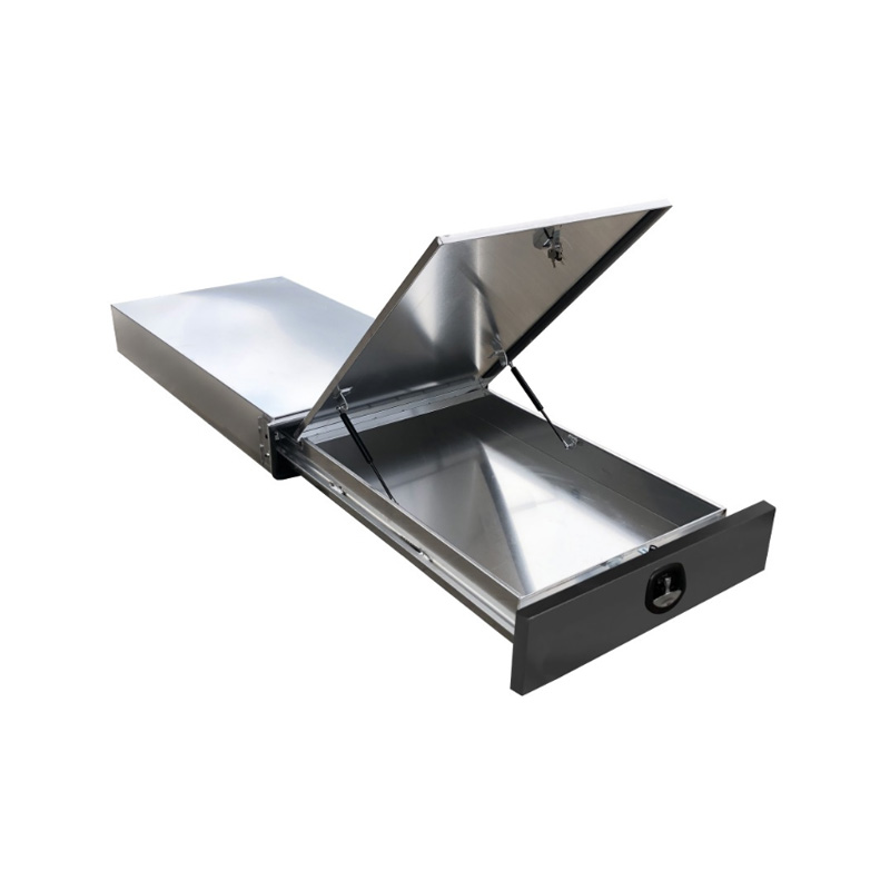 Caja de herramientas UTE de aluminio de 1.6m debajo de la bandeja de herramientas de herramientas de herramientas Trazo de la bandeja de transmisión Tapa de la caja de herramientas de cajón de la caja de herramientas